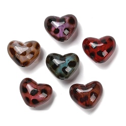 Сердце Прозрачные акриловые бусины, с леопардовым принтом, сердце, 19.5x24.5x16.5 мм, отверстие : 2.5 мм
