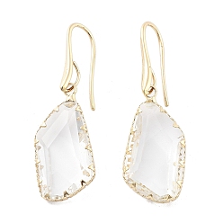 Polygon Стеклянные серьги с подвесками, серьги из светлой золотой латуни, многоугольник, 47.5x15 мм