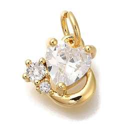 Настоящее золото 18K Латунь с микропокрытием, без кадмия и без свинца, долговечный, сердце, реальный 18 k позолоченный, 9x9.5x3.5 мм, отверстие : 3 мм