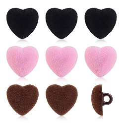 (52) Непрозрачная лаванда 36 шт. 3 цвета 1 пуговицы с флокированной смолой и отверстием на ножке, сердце, разноцветные, 15x15.5x10 мм, отверстие : 3 мм, 12 шт / цвет