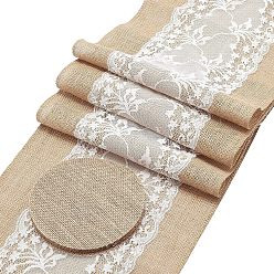 Mixed Color Linen Table Mat, Cup Mat and Burlap Table Runner for Dining Table, Mixed Color, 11pcs/set