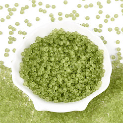Желто-Зеленый Прозрачные матовые цветные стеклянные бусины, пончик, желто-зеленый, 4.1x2.2~2.8 мм, отверстие : 1~1.2 мм, Около 9000 шт / фунт