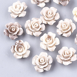 Розово-Коричневый Синтетических коралловых бусин, окрашенные, цветок, розово-коричневый, 12x12x7 мм, отверстие : 1 мм