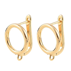 Real 18K Gold Plated SHEGRACE Brass Hoop Earring Findings, with Loop, Cadmium Free & Lead Free & Nickel Free, Real 18K Gold Plated, 21x15x11mm, Hole: 1.4mm, Pin: 1mm