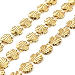 Золотой 304 Цепи из нержавеющей стали в форме ракушки, пайки, с катушкой, золотые, 15x16x4.5 мм