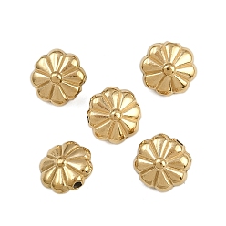 Настоящее золото 18K 304 из нержавеющей стали бусы, ионное покрытие (ip), цветок, реальный 18 k позолоченный, 9.5x8.5x5 мм, отверстие : 1.2 мм