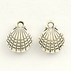 Antique Silver Tibetan Style Zinc Alloy Shell Charms, Antique Silver, 13x10x4mm, Hole: 2mm, about 909pcs/1000g