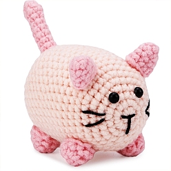 Бледно-Розовый Набор для вязания крючком для украшения кошачьего дисплея своими руками, включая шерстяную пряжу, игла, волокнистый наполнитель, опорный провод, крючок случайного цвета, розовый жемчуг, 23x17x7 см