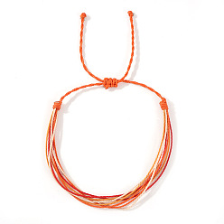 Оранжево-Красный Регулируемые плетеные браслеты из синтетического волокна и плюшевого шнура, счастливые браслеты для женщин, оранжево-красный, 7-7/8 дюйм (20 см), внутренний диаметр: 11 дюйм (28 см)