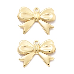 Настоящее золото 18K Латунные подвески, без кадмия, без никеля и без свинца, бантом, реальный 18 k позолоченный, 23.5x29.5x3.5 мм, отверстие : 2.3 мм