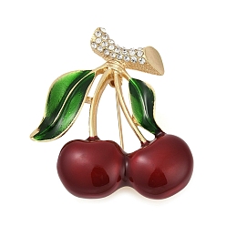 Вишня Фрукт эмалированные булавки, броши из цинкового сплава со стразами для одежды-рюкзака, вишня, 49x41 мм