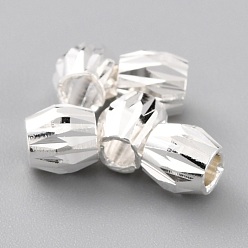 Посеребрённый Латунные бусины, долговечный, двухконусные, 925 серебро покрытием, 4 мм, отверстие : 1.8 мм