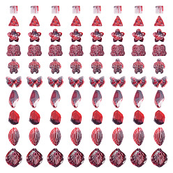 Темно-Красный 125g градиентные цветные прозрачные стеклянные бусины, разнообразные, темно-красный, 8~23x8~20x3.5~8 мм, отверстие : 1~1.4 мм