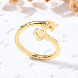 Letter H Латунные кольца-манжеты для женщин, буквы, Письмо ч, внутренний диаметр: 15.6 мм