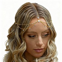 Золотой Цепочка для волос из сплава со стразами, аксессуары для волос для женщин и девочек, украшение свадебной вечеринки, золотые, 600 мм, внутренний диаметр: 250 мм