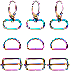 Rainbow Color 6 пряжки из сплава для сумок, разнообразные, Радуга цветов, 48x32x8.5 мм