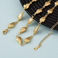 Золотой 304 Женские ожерелья из нержавеющей стали в форме листовидных звеньев, золотые, 17.28 дюйм (43.9 см)