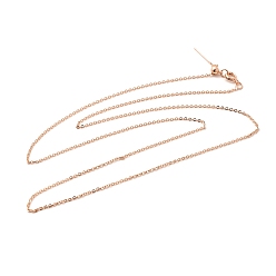 Розовое Золото 1мм стойка покрытие латунный кабель цепь регулируемый слайдер ожерелья для женщин мужчин, без кадмия и без свинца, 901 застежка из нержавеющей стали, долговечный, розовое золото , 23.62 дюйм (60 см)