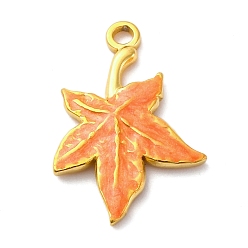 Коралловый 304 нержавеющей стальной эмали подвески, очарование кленового листа, вакуумное покрытие pvd, реальный 18 k позолоченный, коралл, 22x15x2 мм, отверстие : 1.6 мм