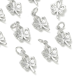 Platinum SHEGRACE Brass Charms, Cadmium Free & Nickel Free & Lead Free, Leaf Charms, Platinum, 11.5x7.5x1.5mm, Hole: 2.5mm