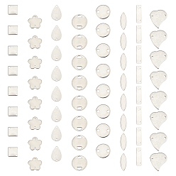 Stainless Steel Color 304 Stainless Steel Links Connectors, Mixed Shapes, Stainless Steel Color, 64pcs/box
