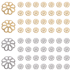 (52) Непрозрачная лаванда 100 шт. 2 цвета 316 колпачки из нержавеющей стали, мульти-лепесток, цветок, разноцветные, 8.5x2.5 мм, отверстие : 1.5 мм, 50 шт / цвет