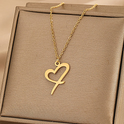 Letter I 304 ожерелья с подвеской в форме сердца из нержавеющей стали для женщин и мужчин, золотые, Буква "i", 15.75~17.72 дюйм (40~45 см)