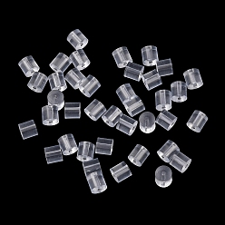Прозрачный Пластиковые гайки для ушей, колонка, спинки для серьги, прозрачные, 3x3 мм, отверстие : 0.6 мм