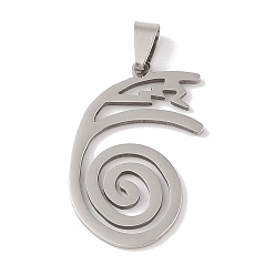 Нержавеющая Сталь Цвет Не тускнеющий символ рейки 201 подвески из нержавеющей стали, очарование дайко мио, цвет нержавеющей стали, 36.5x23x1.5 мм, отверстие : 4x7 мм