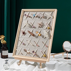 (404) Непрозрачное AB Кислое яблоко Настольная деревянная рамка для демонстрации заколок для волос, настенный органайзер для заколок для волос, покрытый бархатом, прямоугольные, цветочный белый, 40x30 см