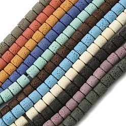 (52) Непрозрачная лаванда Нити бусин из искусственного камня лавы ручной работы, колонка, яркие глазированный фарфор, разноцветные, 7.5~8x7.5~8 мм, отверстие : 2 мм, около 48~50 шт / нитка, 14.57''~14.96'' (37~38 см)