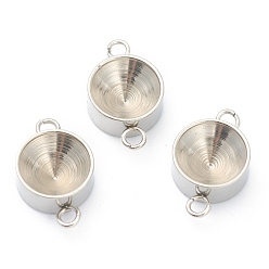 Нержавеющая Сталь Цвет Устойчив к потускнению 202 соединитель из нержавеющей стали со стразами, для заостренного горного хрусталя, плоско-круглые, цвет нержавеющей стали, 16.5x9x4 мм, отверстие : 2.4 мм