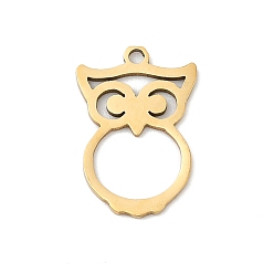 Настоящее золото 18K 201 подвески из нержавеющей стали, сова прелести, реальный 18 k позолоченный, 18x12x1 мм, отверстие : 1.4 мм
