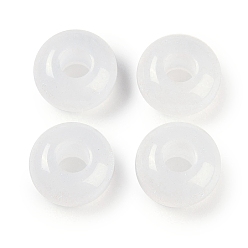 Белый Европейские смоляные бусины с блестками, бусины с большим отверстием, рондель, белые, 13.5x7.5 мм, отверстие : 5 мм