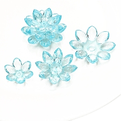 Голубой Акриловый шарик крышки, цветок, голубой, 24~35 мм