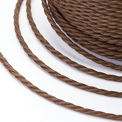 Coffee Round Waxed Polyester Cord, Taiwan Waxed Cord, Twisted Cord, Coffee, 1mm, about 12.02 yards(11m)/roll