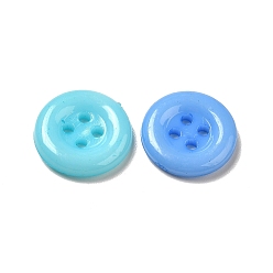 Mixed Color Acrylic Shirt Buttons, Plastic Sewing Buttons for Costume Design, 4-Hole, Dyed, Flat Round, Mixed Color, 12x2mm, Hole: 1mm