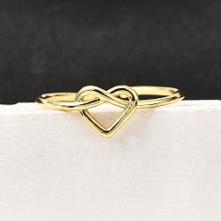 Золотой 304 из нержавеющей стали манжеты кольца, открытые кольца, сердце, золотые, 6.5 мм