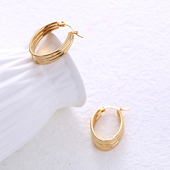 Золотой Тройные серьги-кольца в форме буквы U из нержавеющей стали, золотые