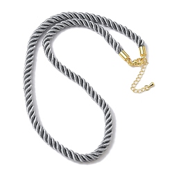 Темно-Серый 5мм нейлоновый витой шнур для изготовления ожерелий, с латунными наконечниками и 304 карабинами из нержавеющей стали, долговечный, стойки покрытие, золотые, темно-серый, 17.72~18.90 дюйм (45~48 см)