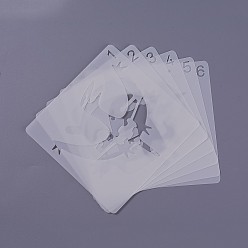 White Kids Cartoon Plastic Hollow Drawing Stencil, Reusable Drawing Template For Kids DIY Scrapbooking, School Projects, White, 13x13x0.03cm, about 6pcs/set