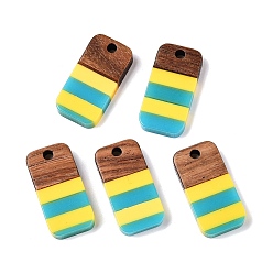 Rectangle Подвески из эпоксидной смолы и орехового дерева, геометрические прелести, прямоугольные, 20.5x10x3.5 мм, отверстие : 2 мм