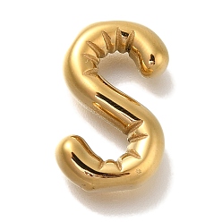 Letter S Вакуумное покрытие pvd 304 подвески из нержавеющей стали, реальный 18 k позолоченный, буквенное очарование, Письмо с, 19.5x12x4.5 мм, отверстие : 2 мм