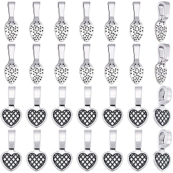 Античное Серебро 120шт. 2 стили сплава, клей на плоской подушечке, подвесные крепления, без кадмия и без свинца, античное серебро, 15~16x5~8x1~5 мм, отверстие : 4~4.5x3 мм, 60 шт / стиль