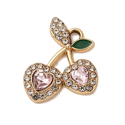 Золотой Подвески из вишневого сплава, горный хрусталь и эмали, розовые, золотые, 21x18.5x4 мм, отверстие : 2 мм