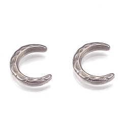 Stainless Steel Color Tarnish Resistant 304 Stainless Steel Cabochons, C Shape, Fit Floating Locket Charms, Stainless Steel Color, 11.5x10x2.5mm