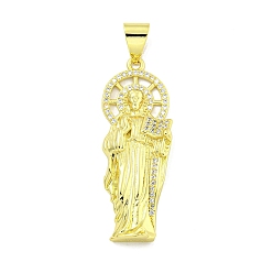 Human Покрытие стойки латунь микропаве прозрачные подвески из кубического циркония, без кадмия и без свинца, реальный 18 k позолоченный, человек, 44.5x16.5x6 мм, отверстие : 8.5 мм