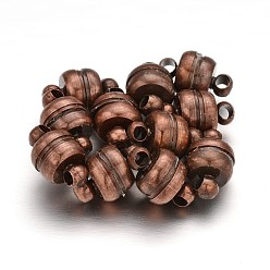 Красная Медь Латунные магнитные застежки с петлями, овальные, Красная медь, 12x7 мм, отверстие : 1.5 мм