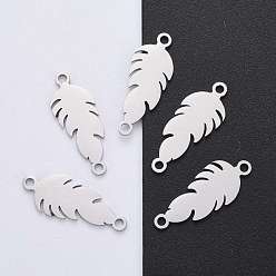 Нержавеющая Сталь Цвет Не тускнеет 201 штампованные пустые звенья из нержавеющей стали соединители, перо, цвет нержавеющей стали, 21x8x1 мм, отверстие : 1.5 мм