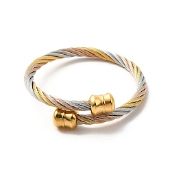 Multi-color Ion Plating(IP) 304 Stainless Steel Twist Rope Open Cuff Bangle, Gourd Beaded Torque Bangle for Women, Multi-color, Inner Diameter: 2 inch(5.2cm)